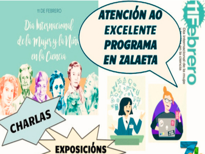 Cartel sobre evento Día de la Mujer y Niña en la Ciencia de ALDABA-WIB